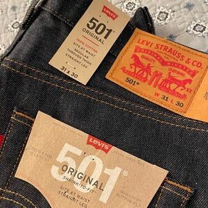 Levi's 501 Original Rigid Button Fly Shrink to Fit Straight Jeans - Dark Indigo